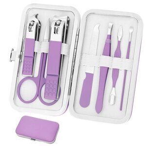 Manicure Set Personal Care Nail Clipper Kit Manicure 8 n 1 Pedicure PURPLE new